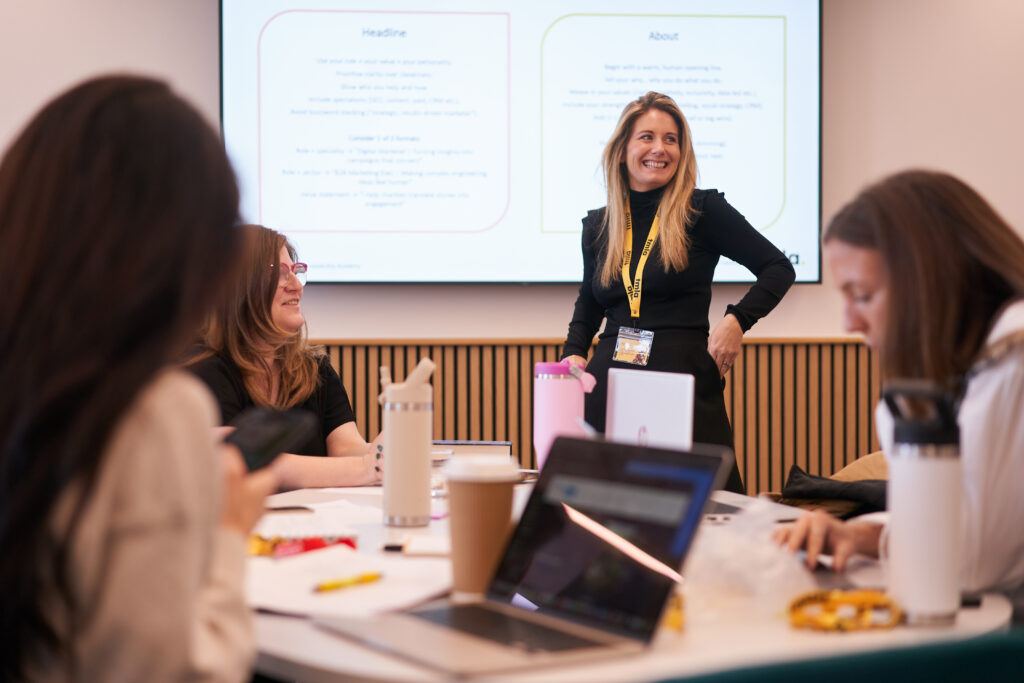 Anna, TMLA Director, delivering a CIM session to learners.