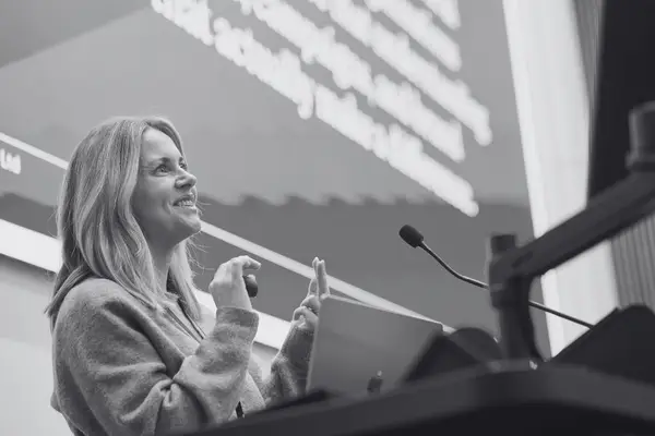 Claire MacDonald teaching TMLA's Societal Impact module, integrating her real-world expertise.